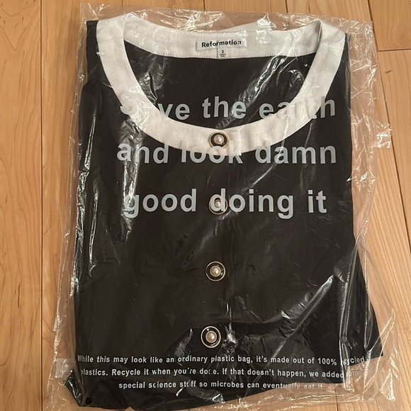 NEW Reformation Roxy  Linen Two Piece Skort in Black White Contrast | size 2 - Picture 6 of 11